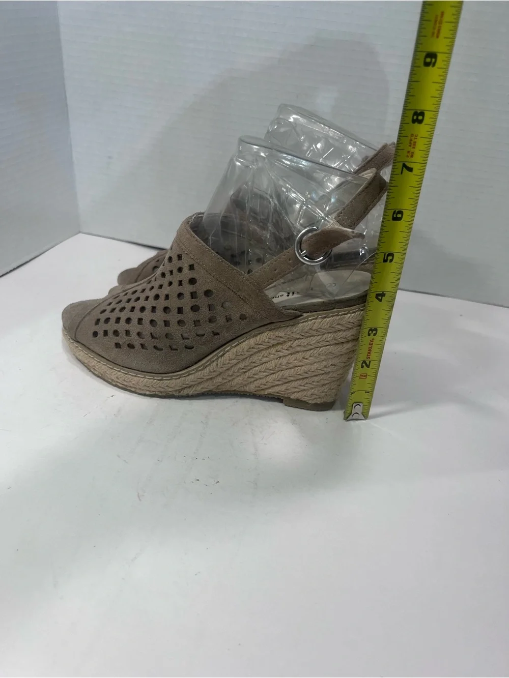 Women’s Taupe Perforated Espadrille Wedge Sandals